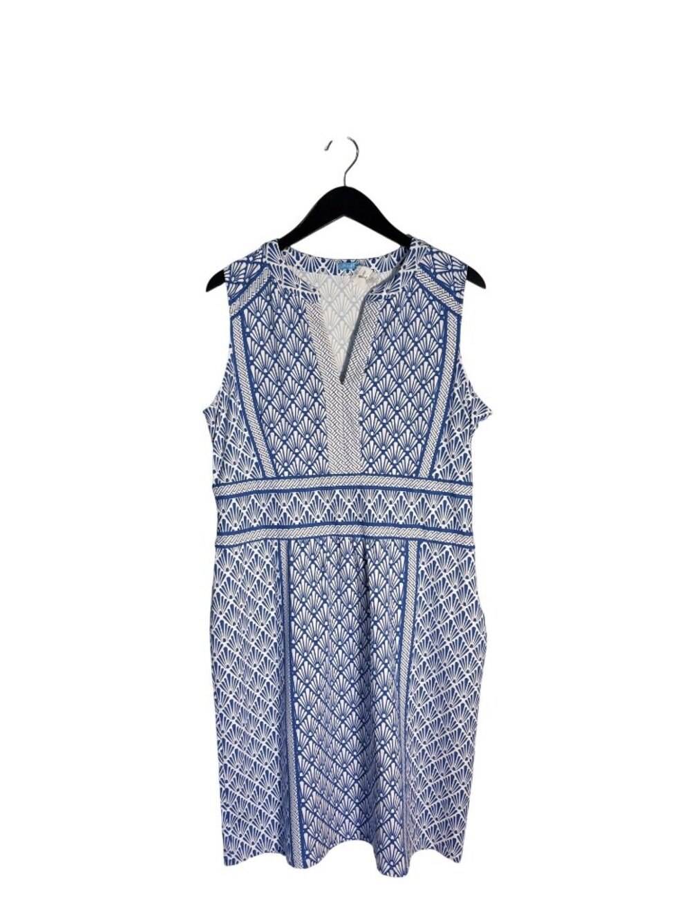 J. McLaughlin Blue & White Sleeveless Geometric Patterned Dress Size XL - Picture 13 of 14